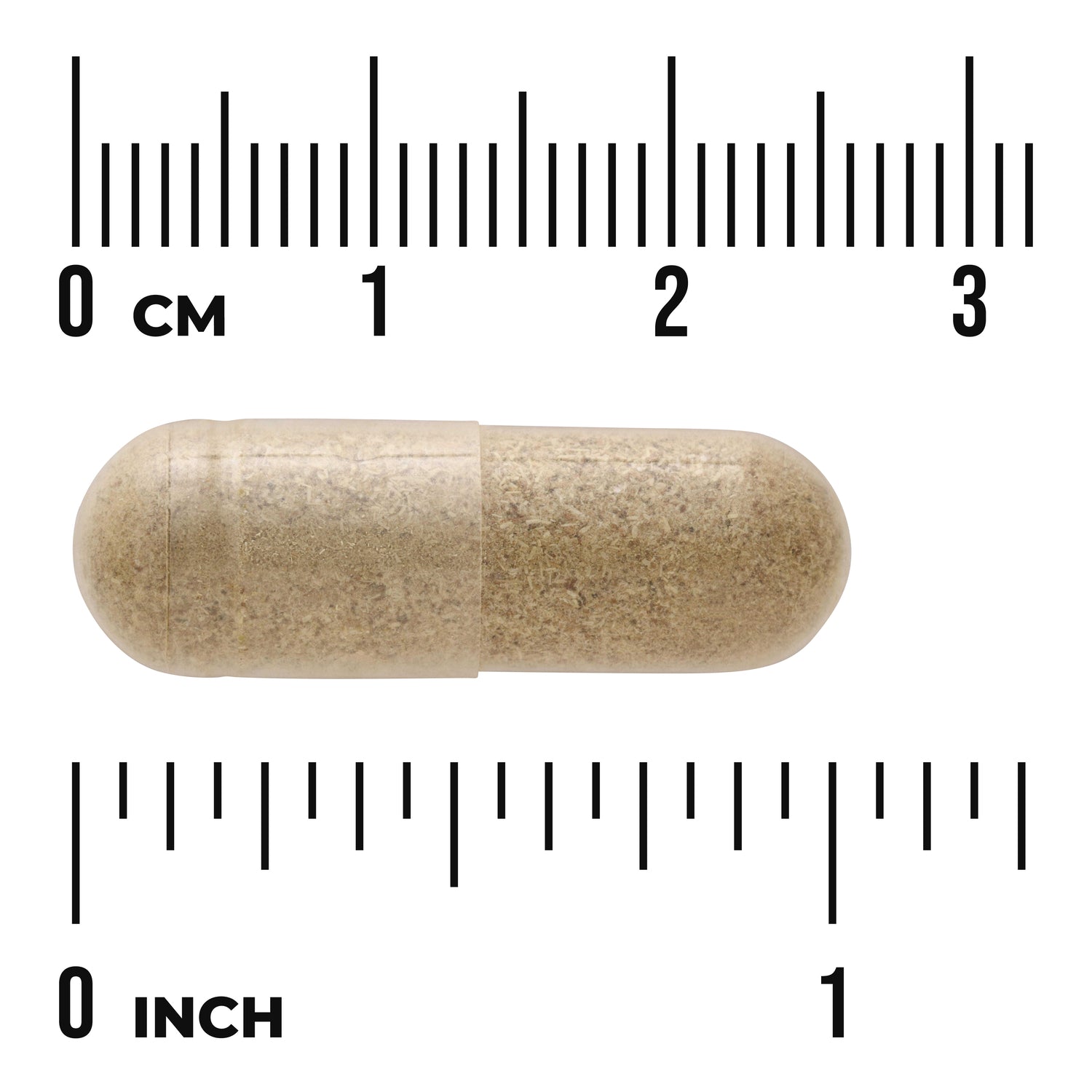 SW965 | Beige capsule with size scale, 03 CM and 01 INCH rulers