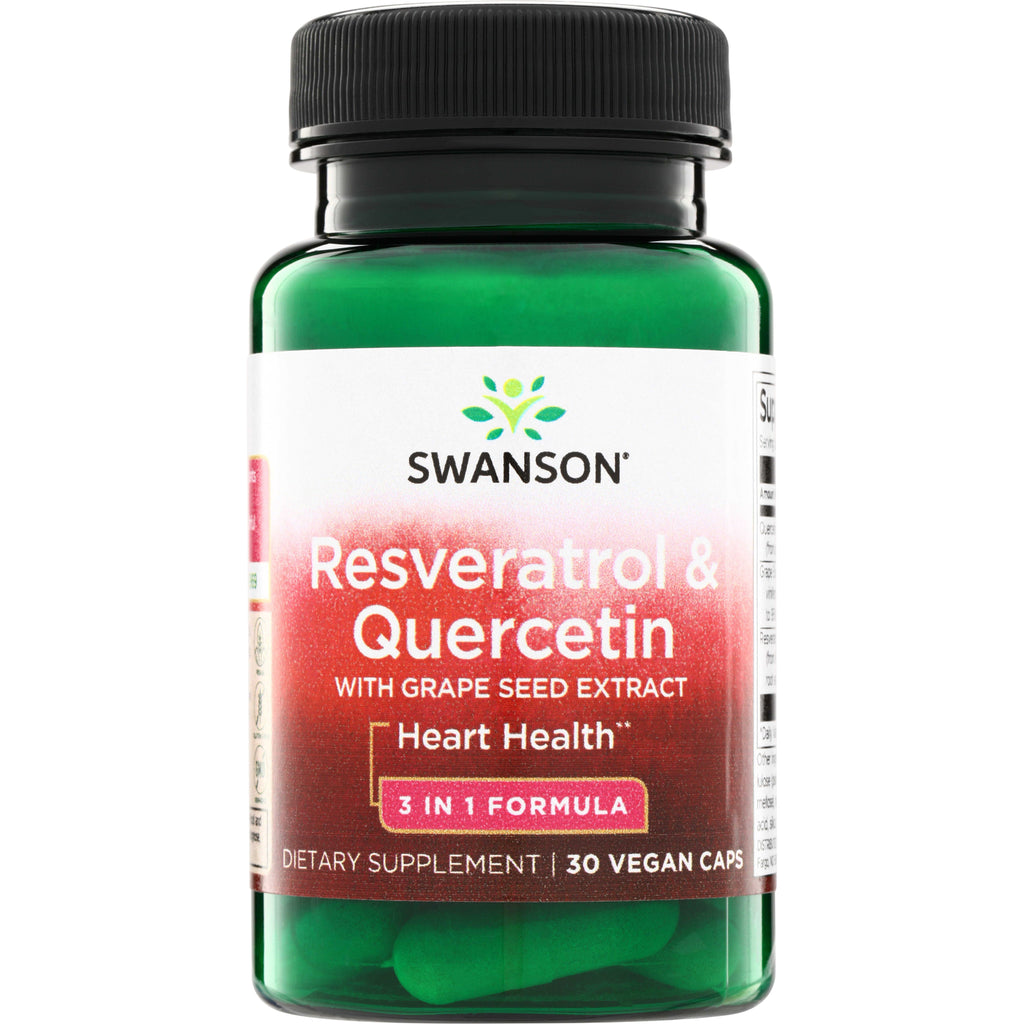 SWU926 | Swanson Resveratrol & Quercetin with grape seed extract, Heart Health, 30 vegan caps - Thumbnail