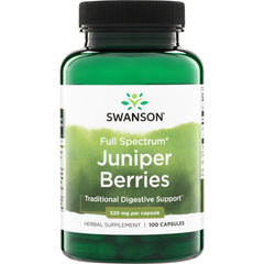 SW1037 | Swanson Full Spectrum Juniper Berries, Traditional Digestive Support, 520 mg per capsule, 100 capsules