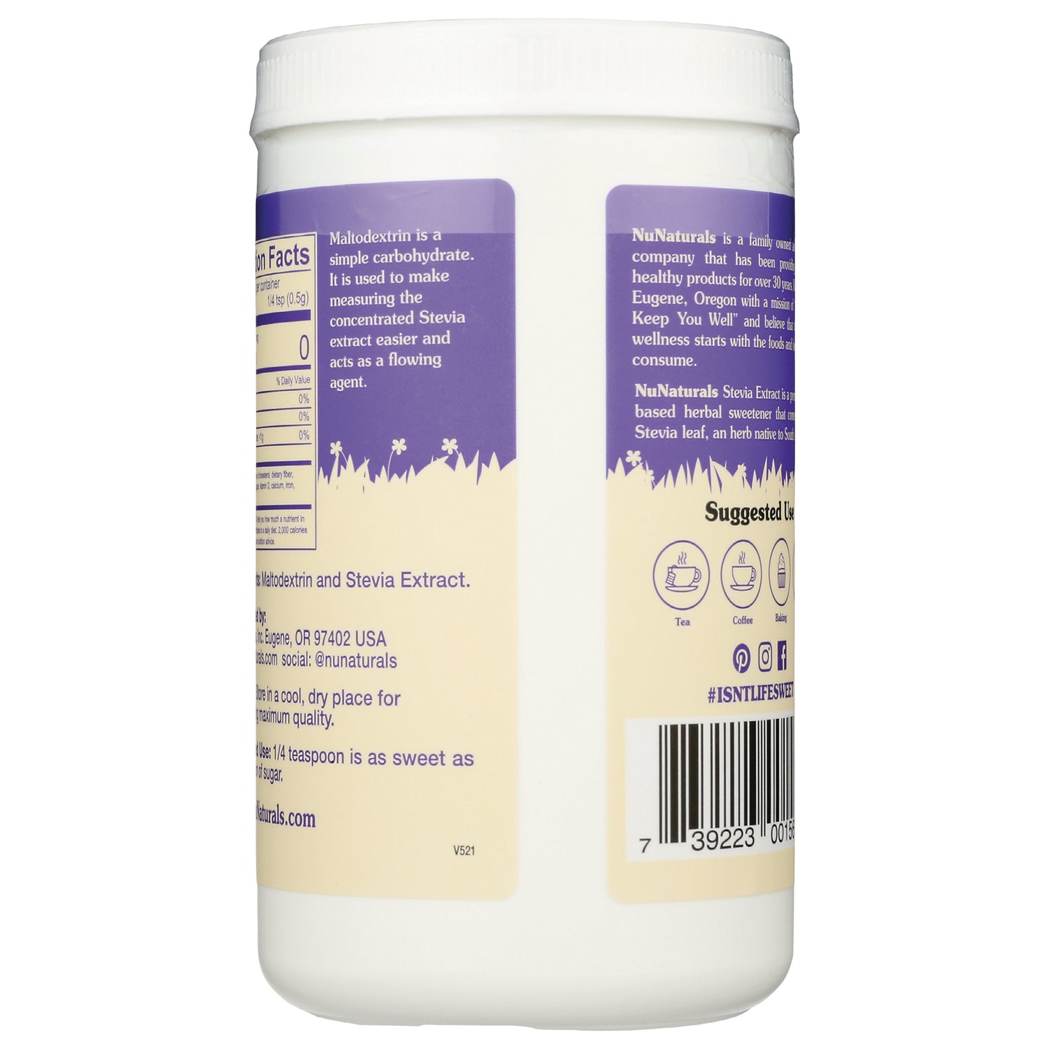 NN047 | Back of white jar showing ingredient text, suggested use icons and barcode