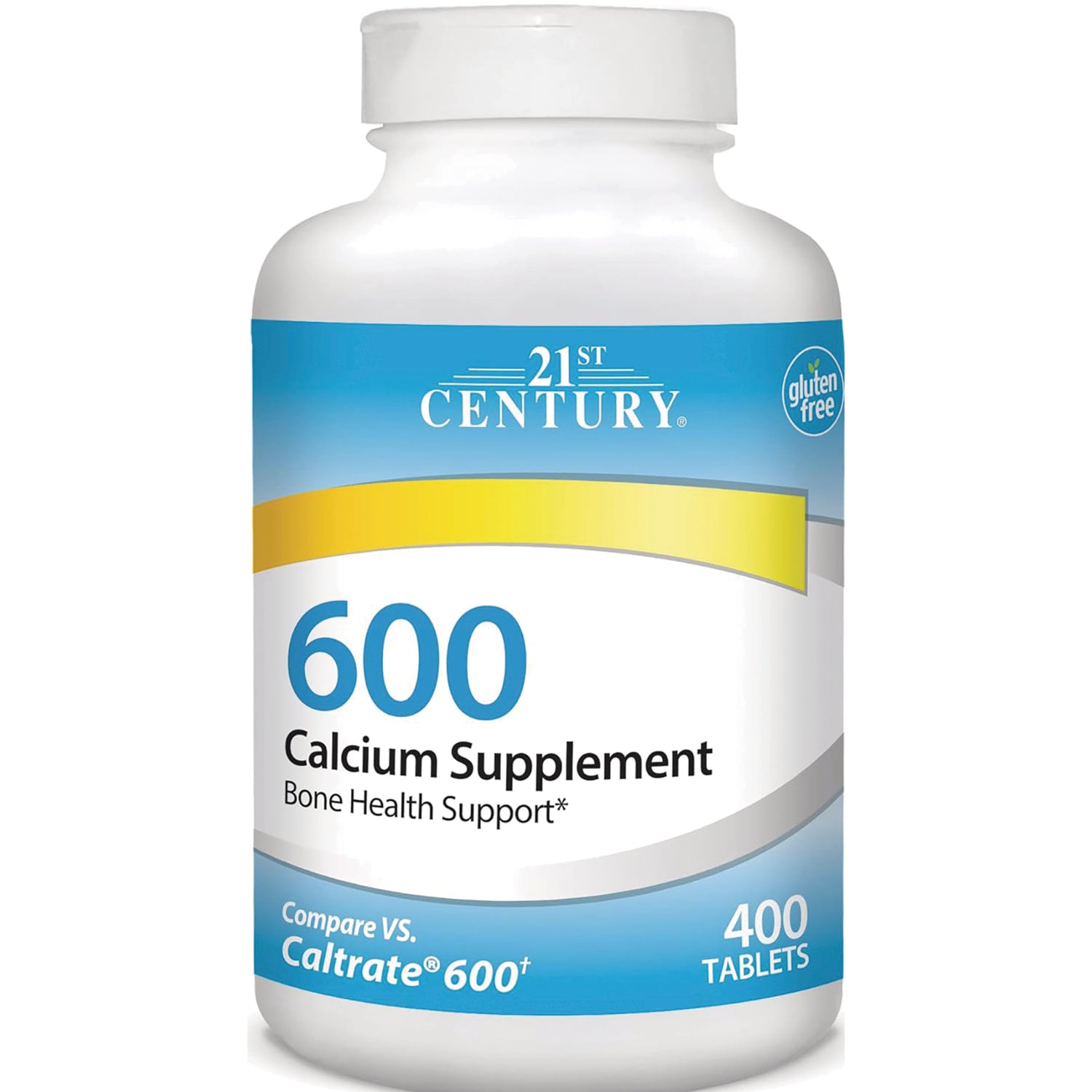 CNT263 | 21st Century 600 calcium supplement bottle labeled Bone Health Support, gluten free, 400 tablets