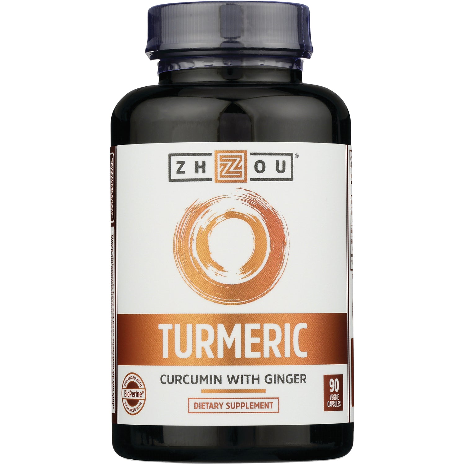 ZOU017 | Zhou Turmeric Curcumin with Ginger, 90 veggie capsules bottle, front label