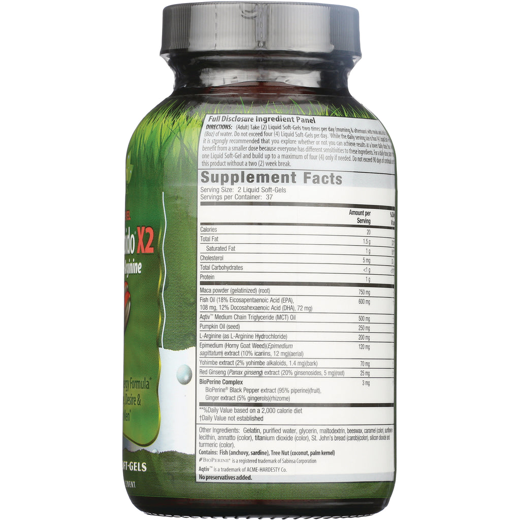 Supplement Facts panel and ingredient list on back of green supplement bottle - Thumbnail