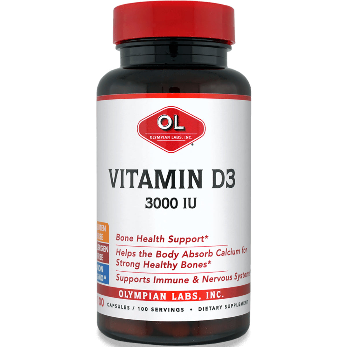 OL008 | Olympian Labs Vitamin D3 3000 IU supplement bottle front label