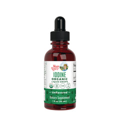 MRR030 | Amber dropper bottle of MaryRuth's IODINE organic liquid drops, unflavored dietary supplement, 1 fl oz