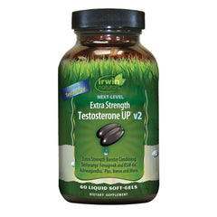IR290 | Irwin Naturals Extra Strength Testosterone UP v2 bottle with 60 liquid soft-gels label