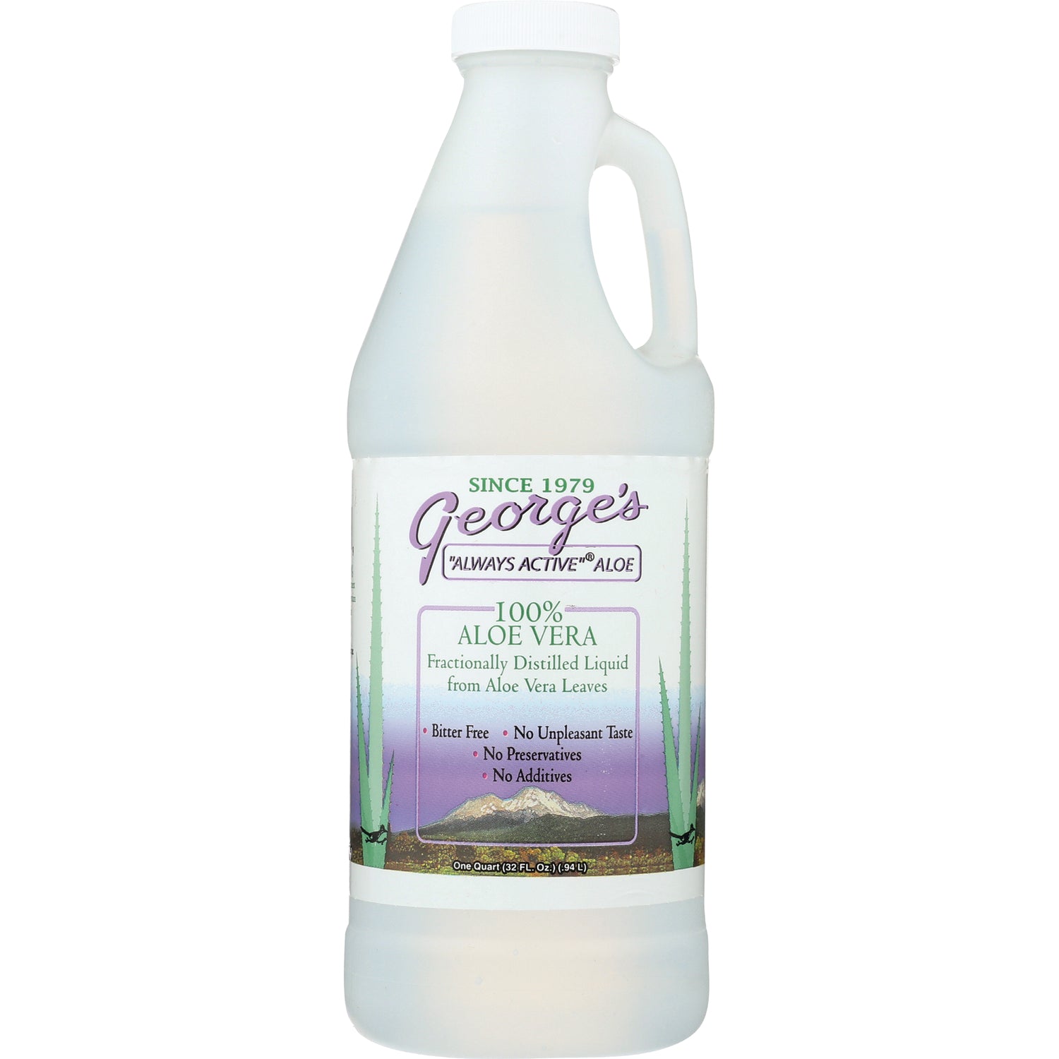 GAL001 | One-quart bottle of George's 100% Aloe Vera fractionally distilled liquid with front label