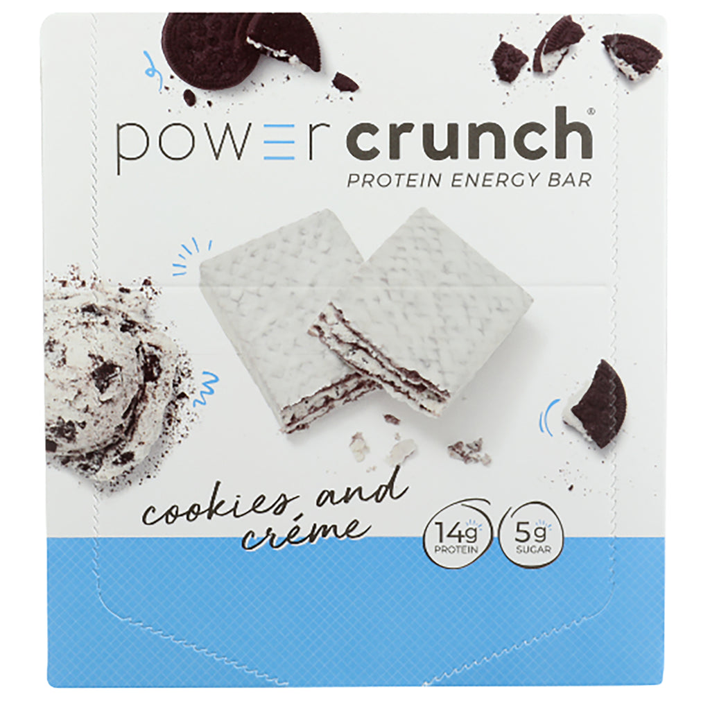 BNR001 | Power Crunch protein energy bar packaging showing cookies and crme wafer squares, cookie crumbs, 14g protein label - Thumbnail