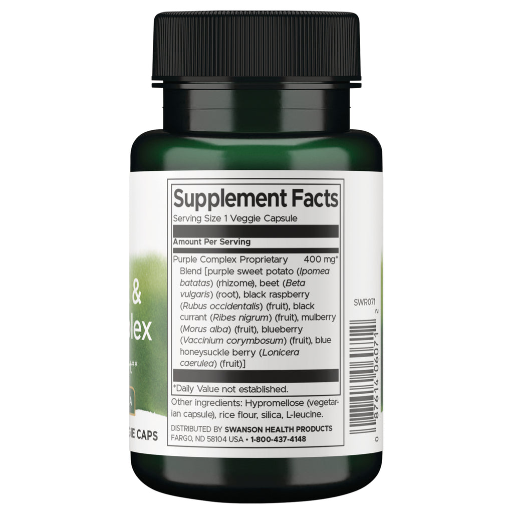 SWR071 | Back of supplement bottle showing Supplement Facts and ingredients panel - Thumbnail