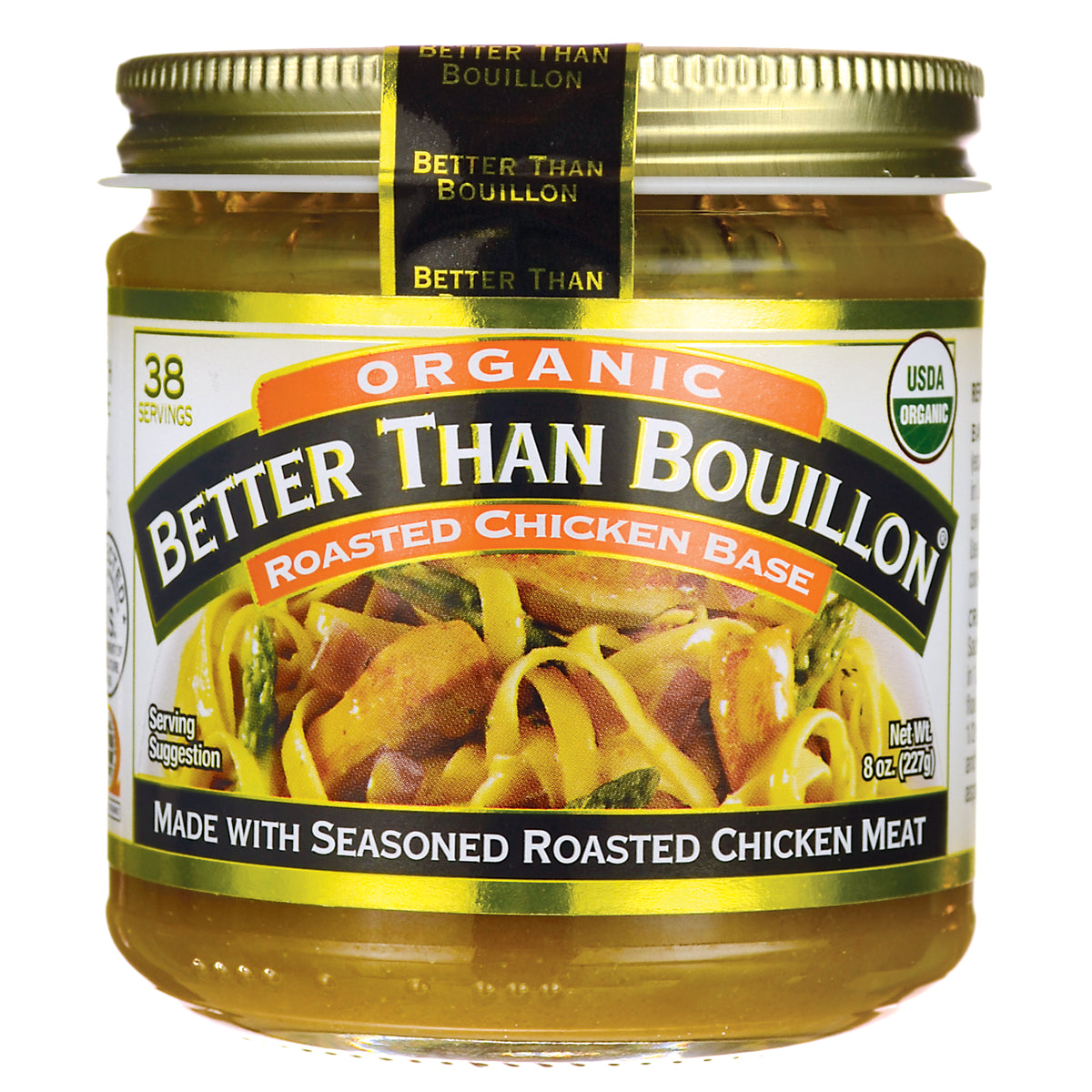BOU002 | Better Than Bouillon organic roasted chicken base jar, front label, 8 oz