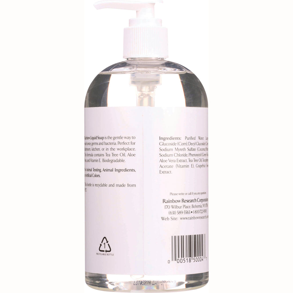 RBR036 | Back label of clear pump soap bottle showing ingredients text and barcode - Thumbnail