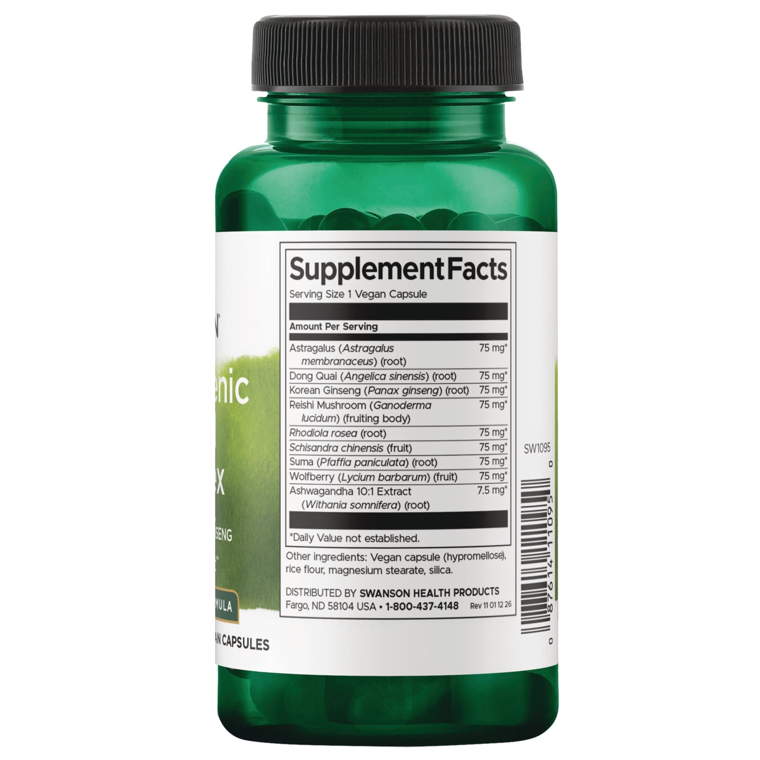 SW1095 | Back label with Supplement Facts