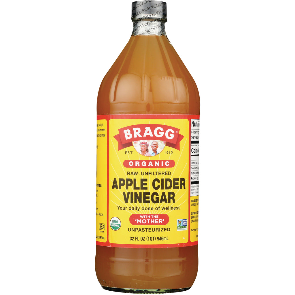 BR006 | Bragg organic raw unfiltered apple cider vinegar bottle front label 32 fl oz (946 mL) - Thumbnail