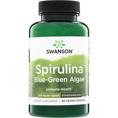 SWU948 | Swanson Spirulina Blue-Green Algae supplement, 500 mg per capsule, 90 veggie capsules