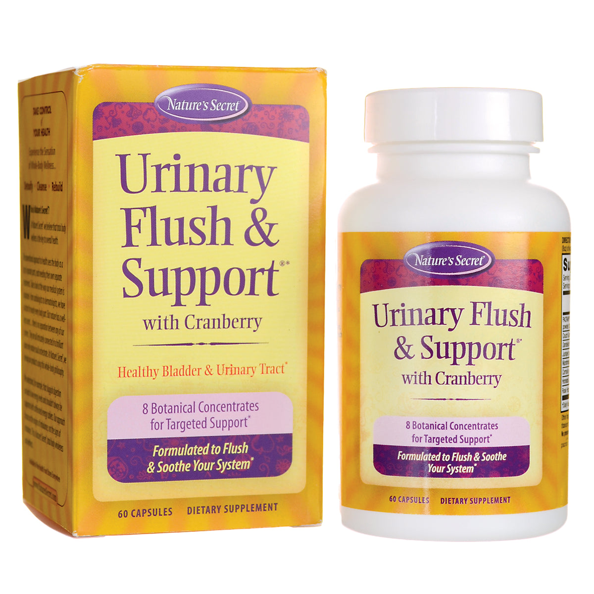 NTS27 | Nature's Secret Urinary Flush & Support with Cranberry box and bottle, 60 capsules