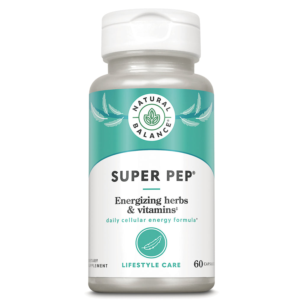 NBL051 | Natural Balance SUPER PEP front bottle, energizing herbs & vitamins supplement, 60 capsules - Thumbnail