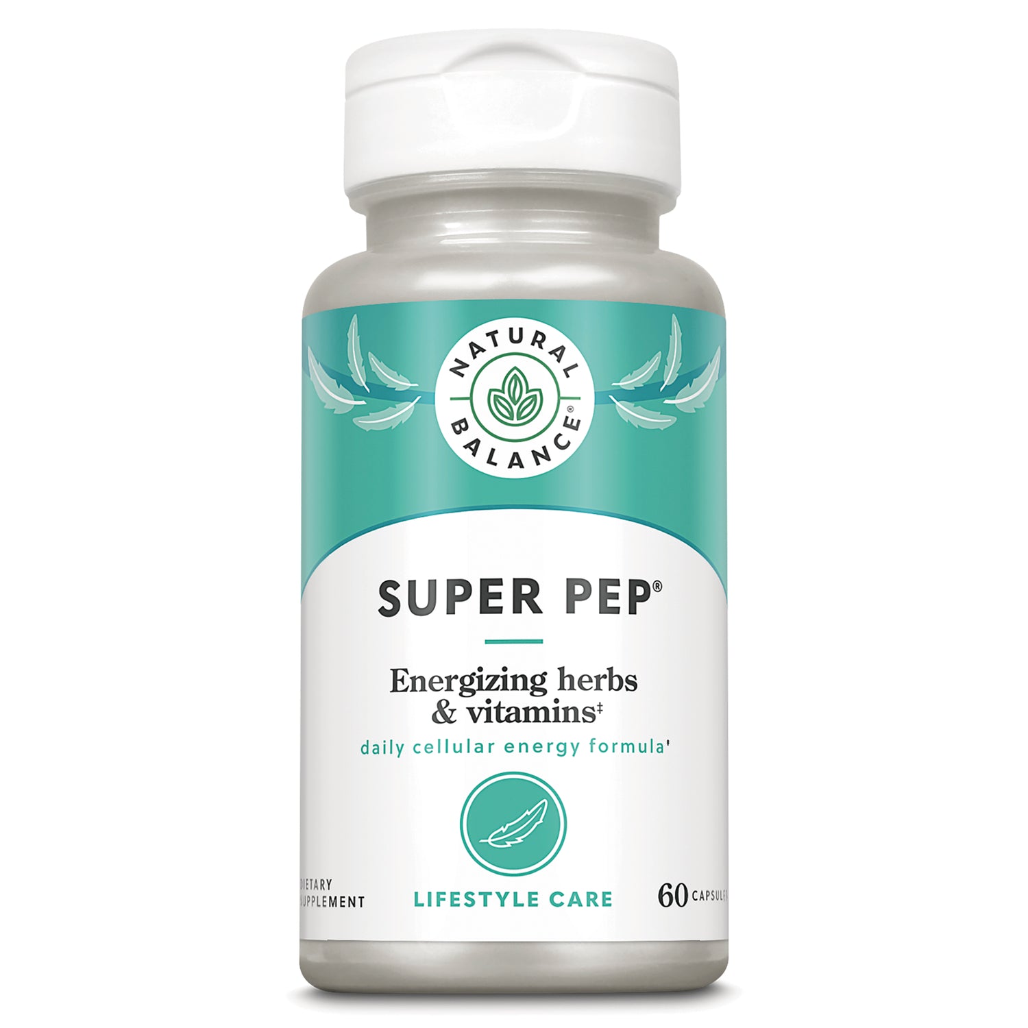 NBL051 | Natural Balance SUPER PEP front bottle, energizing herbs & vitamins supplement, 60 capsules