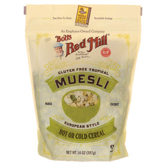 BOB245 | Bob's Red Mill gluten free tropical muesli pouch with mango and coconut, 14 oz front packaging
