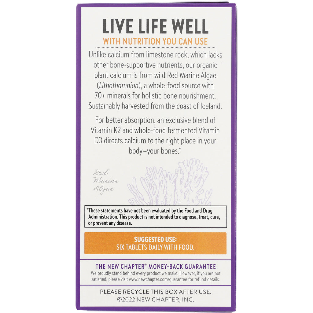 NWC214 | back panel of supplement box with LIVE LIFE WELL heading, product description, suggested use six tablets daily with food - Thumbnail
