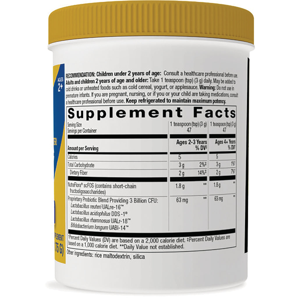 NW835 | back label showing Supplement Facts nutrition panel and serving information on white jar with yellow lid - Thumbnail