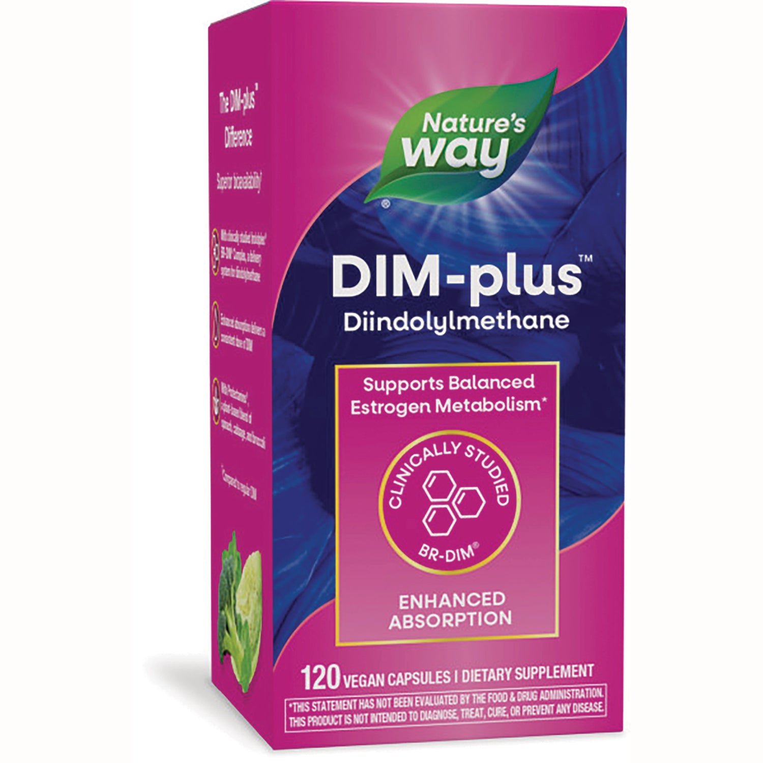 NW687 | Nature's Way DIM-plus Diindolylmethane supplement box, 120 vegan capsules, supports balanced estrogen metabolism