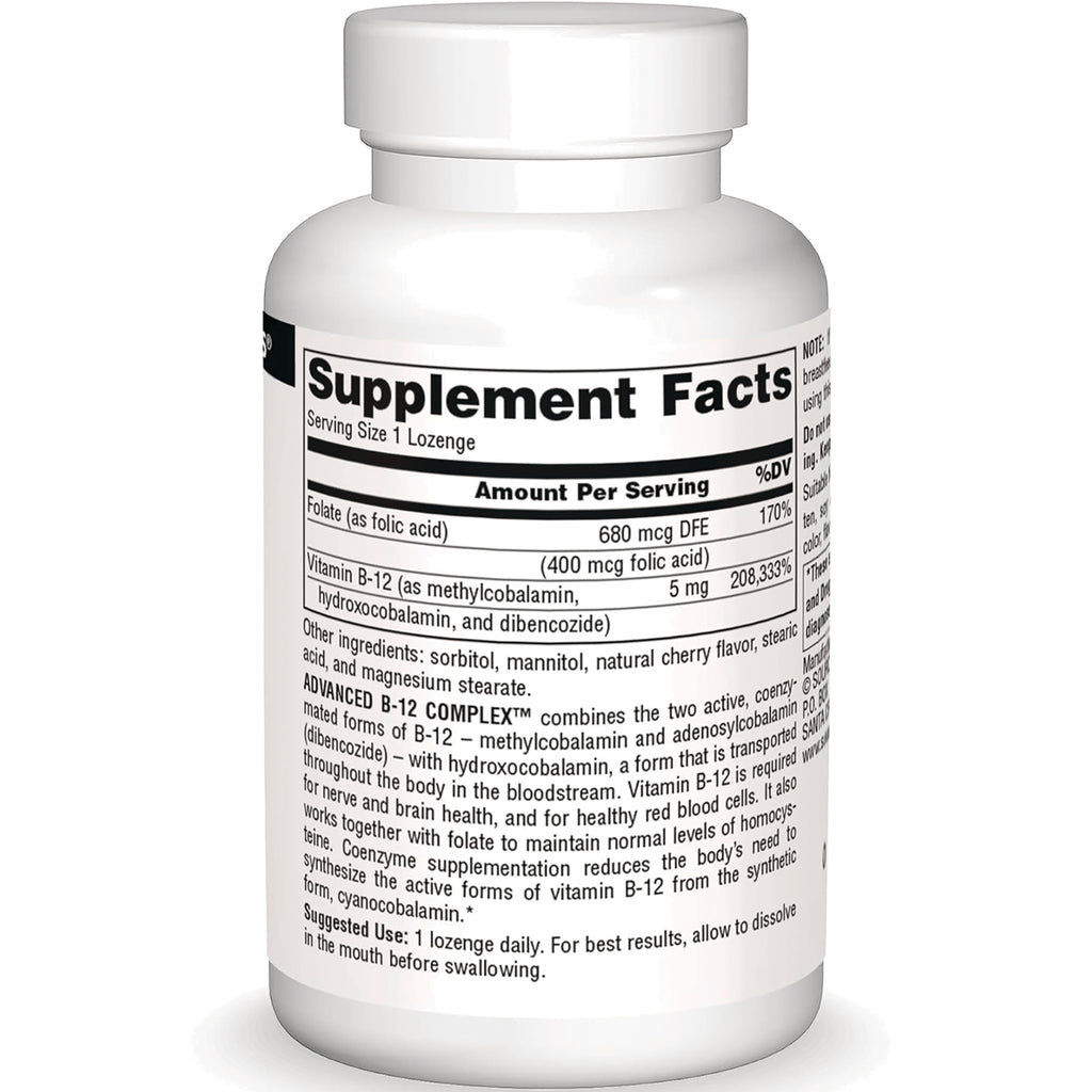 SN502 | Back label with Supplement Facts panel and ingredients for lozenges - Thumbnail