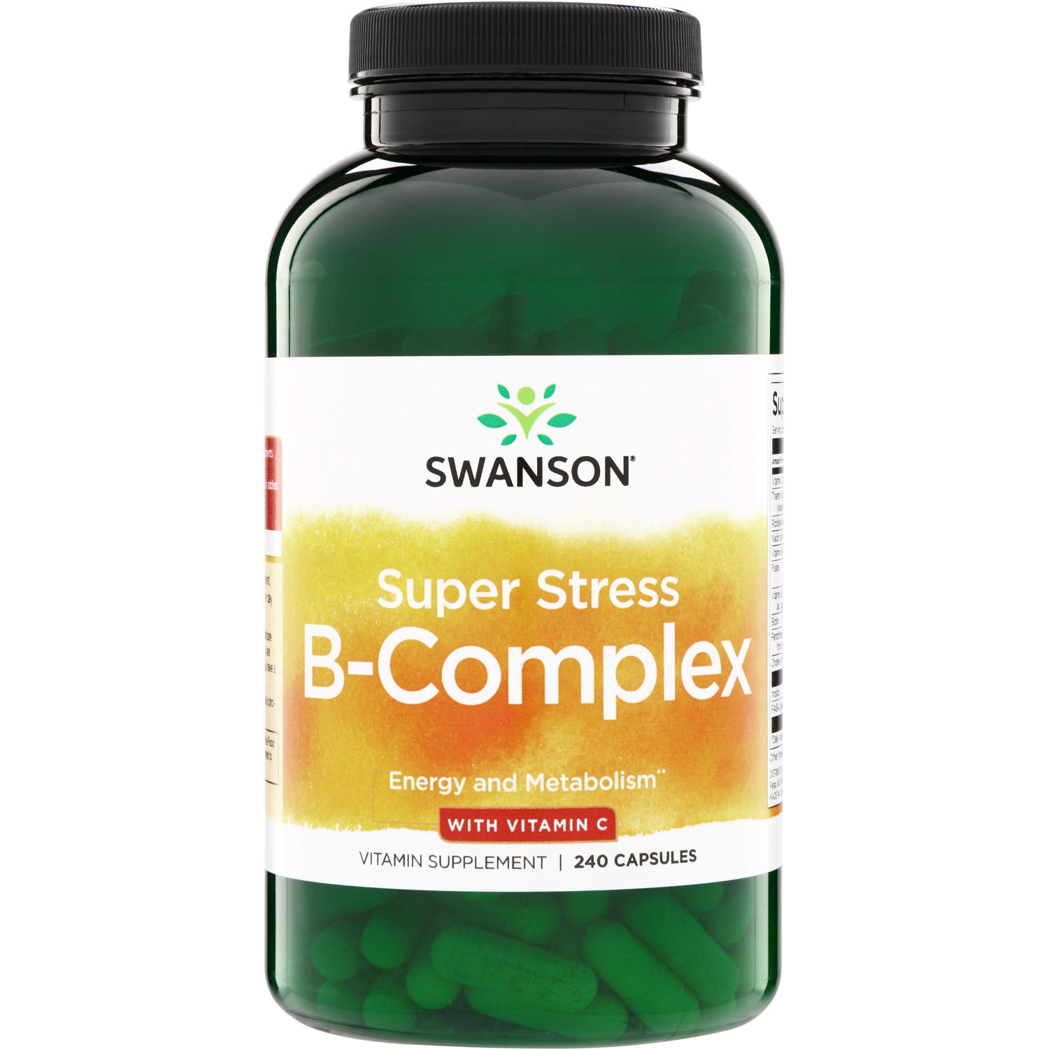 SW1073 | Swanson Super Stress B-Complex with Vitamin C, 240 capsules bottle front