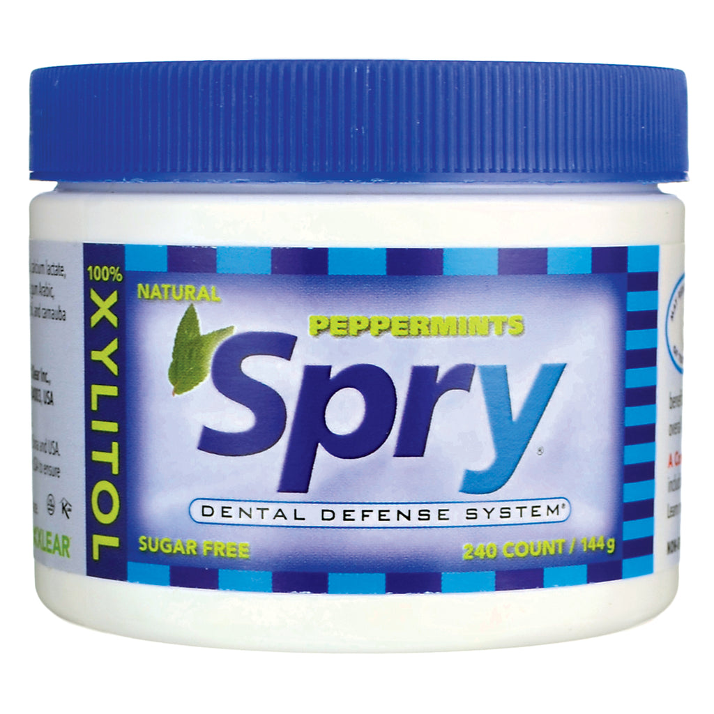 XL008 | Spry Peppermints with Xylitol, Sugar Free, 240 count, Dental Defense System jar - Thumbnail
