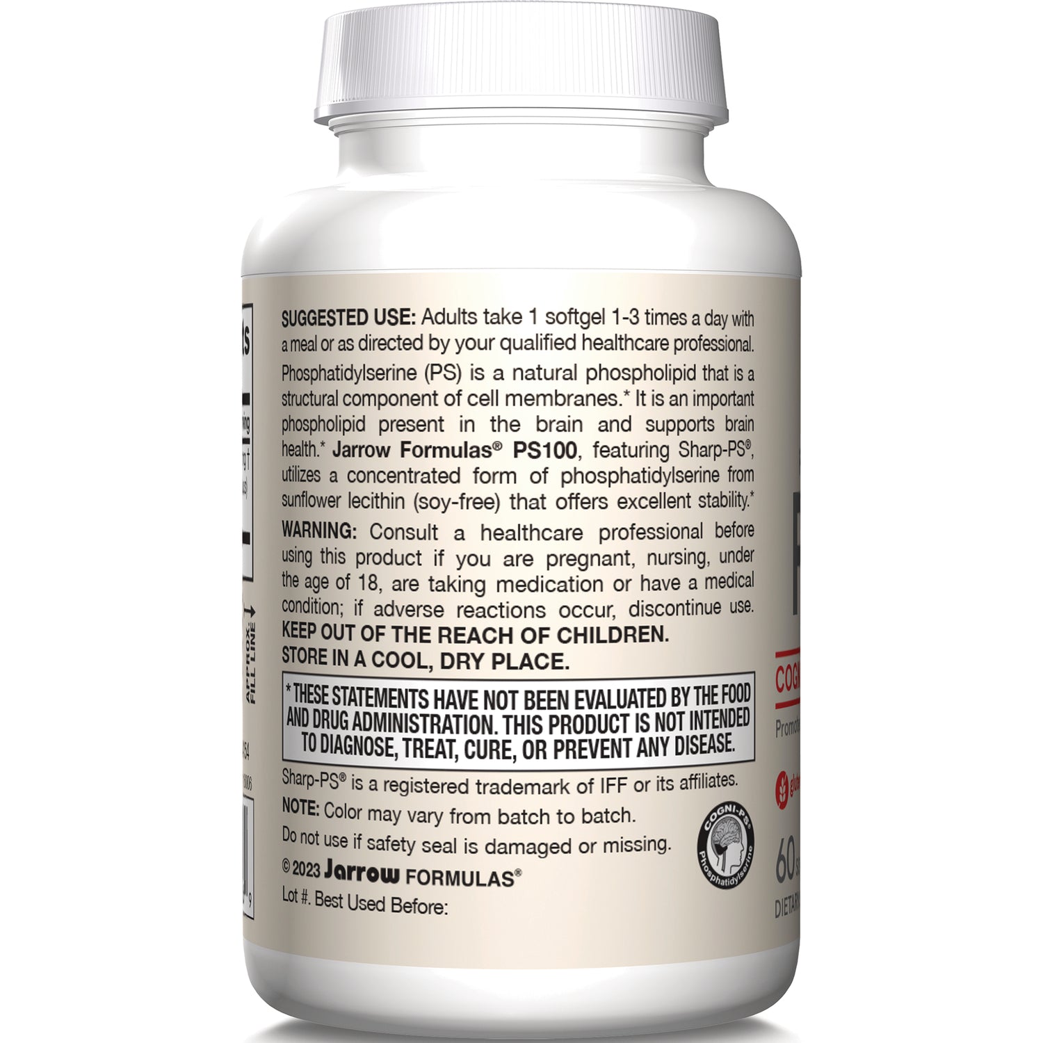 JR035 | Back label showing suggested use, warnings, FDA disclaimer and storage instructions