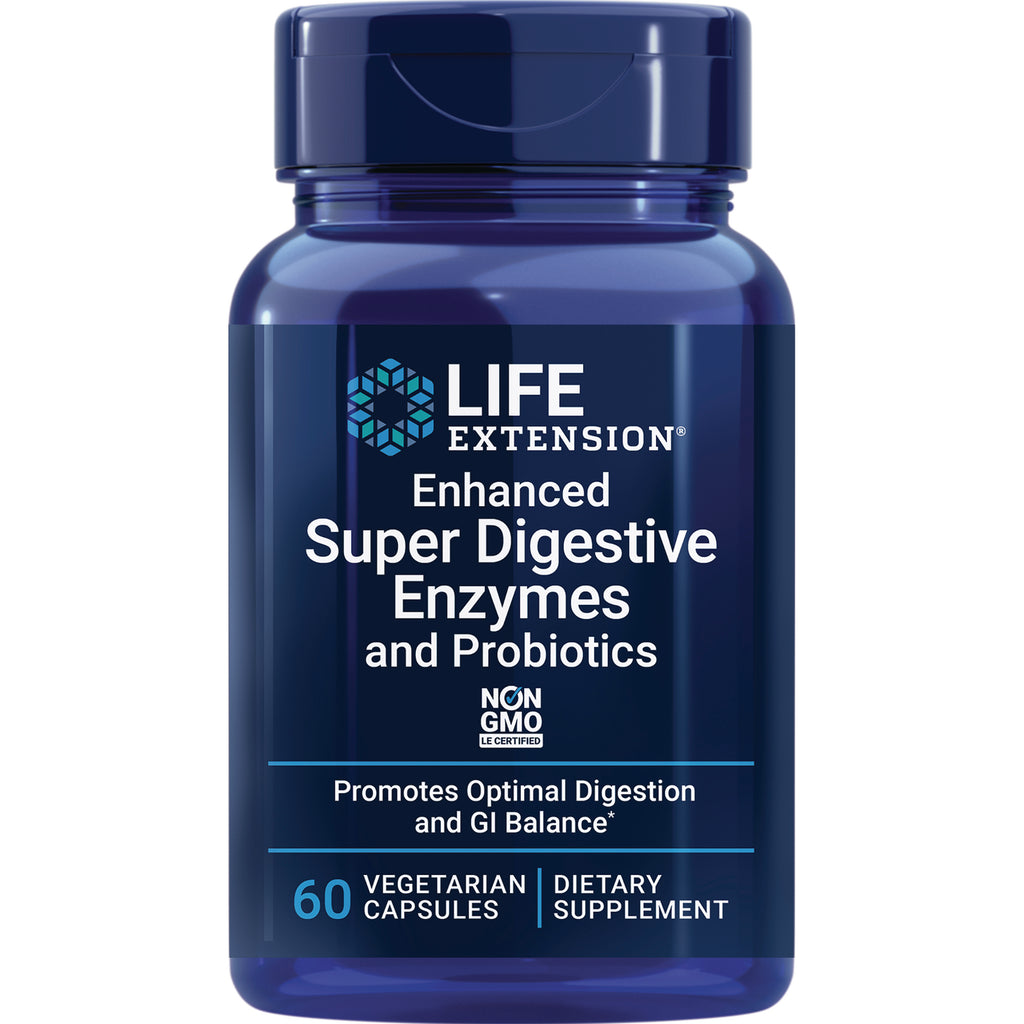 LE590 | Life Extension Enhanced Super Digestive Enzymes and Probiotics bottle, 60 vegetarian capsules dietary supplement - Thumbnail