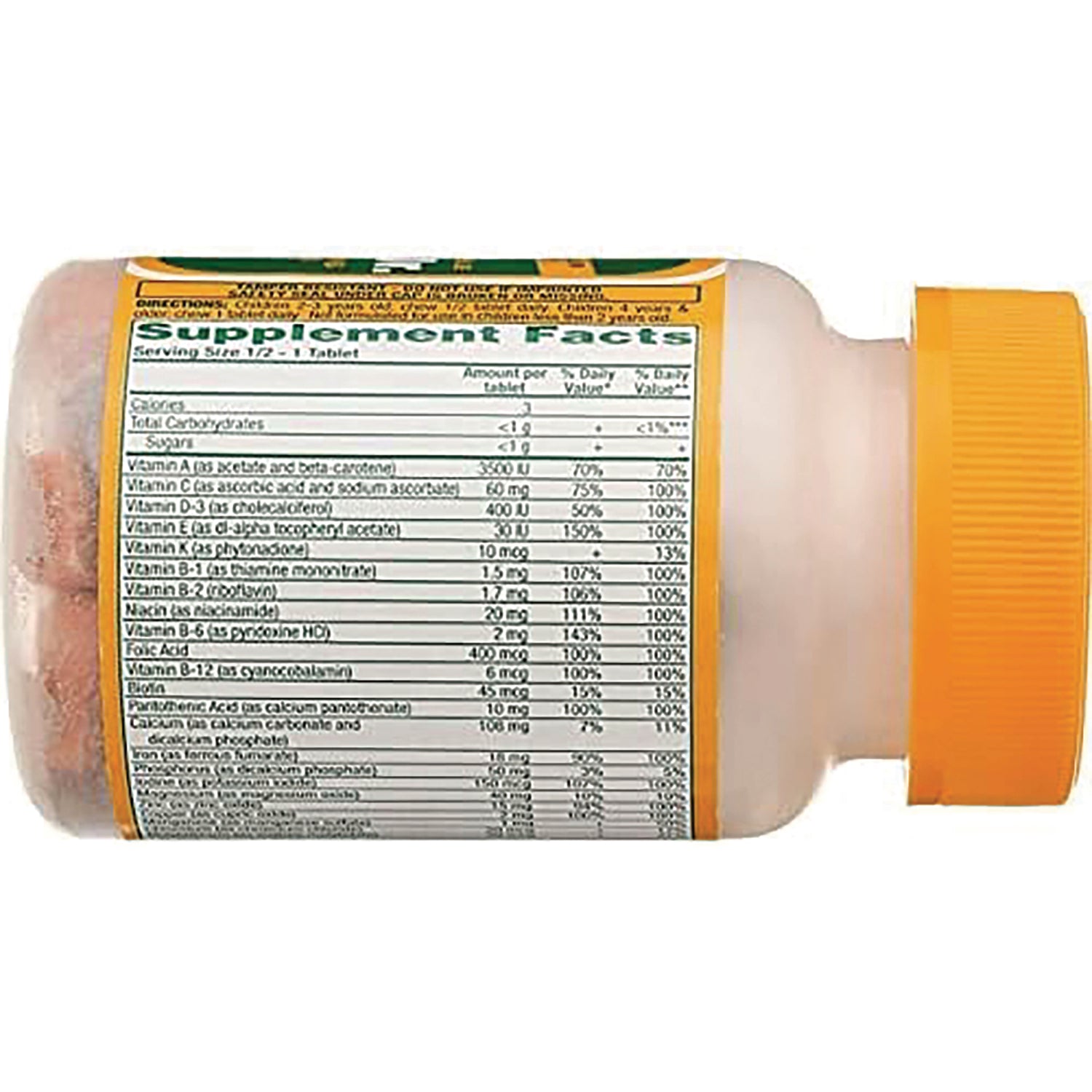 WAT010 | Back label with Supplement Facts panel on vitamin bottle