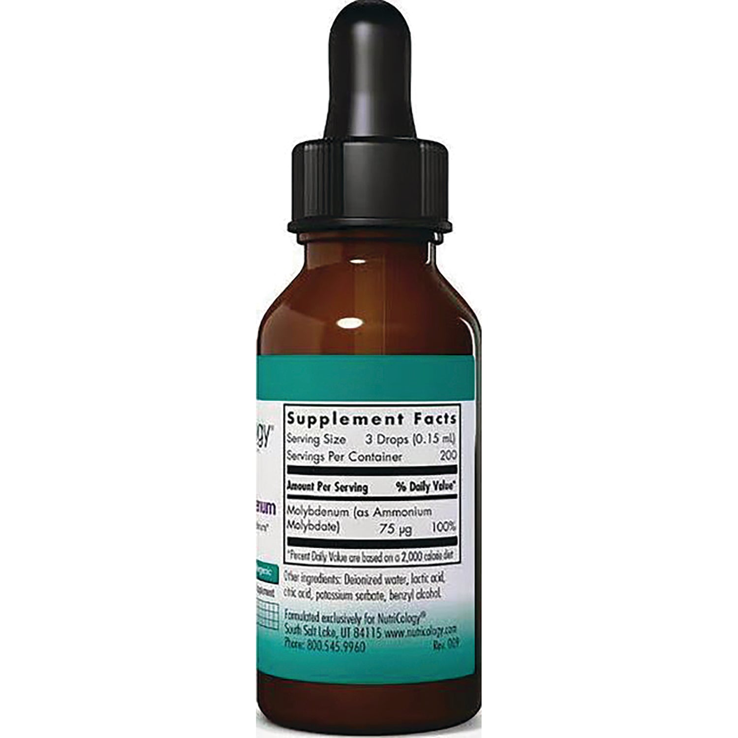 NCL102 | brown dropper bottle back label showing Supplement Facts and ingredient information