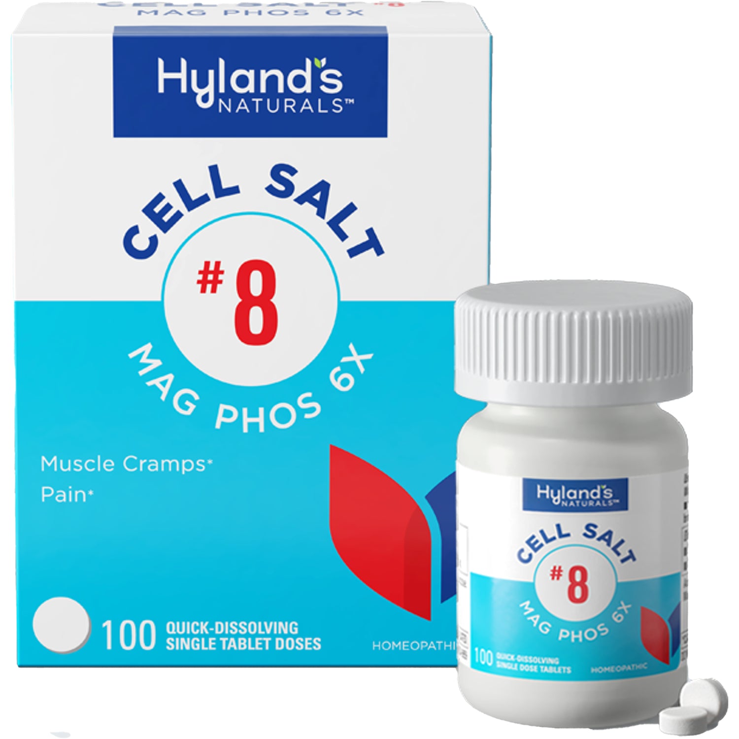 HY268 | Hyland's Cell Salt #8 Mag Phos 6X box and bottle with white tablets
