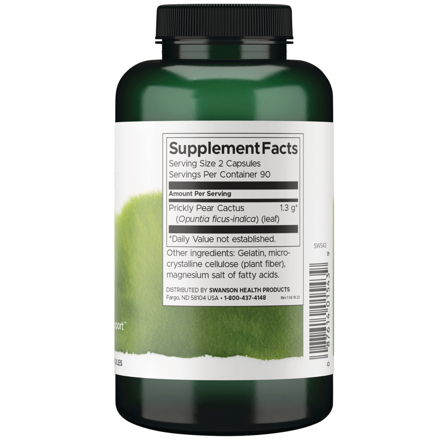 SW543 | Back label with supplement facts and serving information