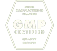 GMP Certified Quality Facility label on a white background
