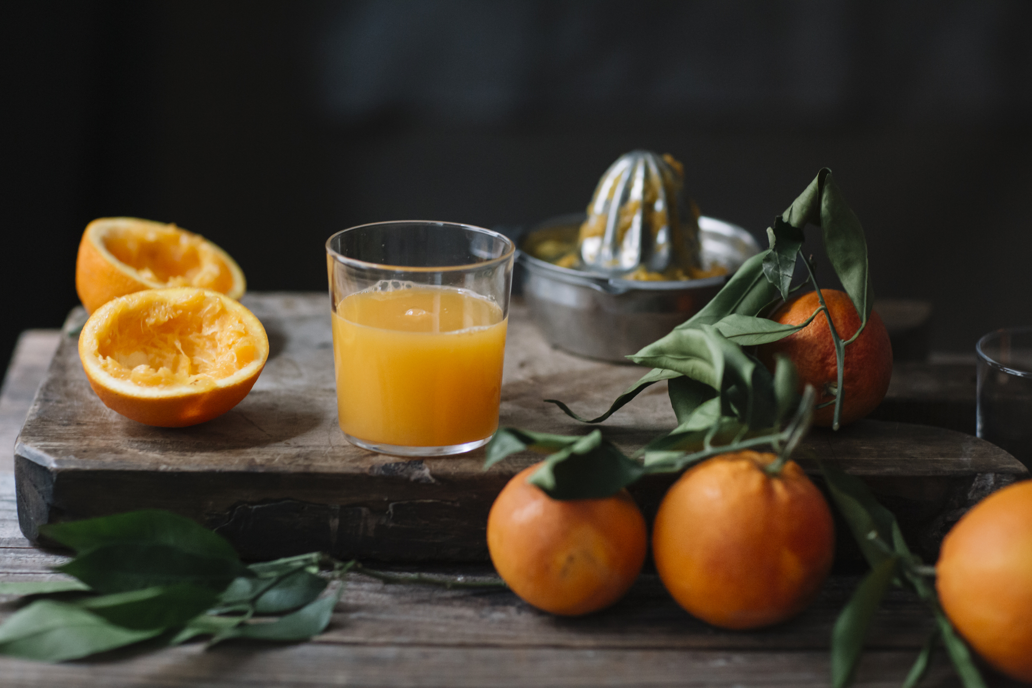 Oranges and fresh squeezed orange juice packed with vitamin C