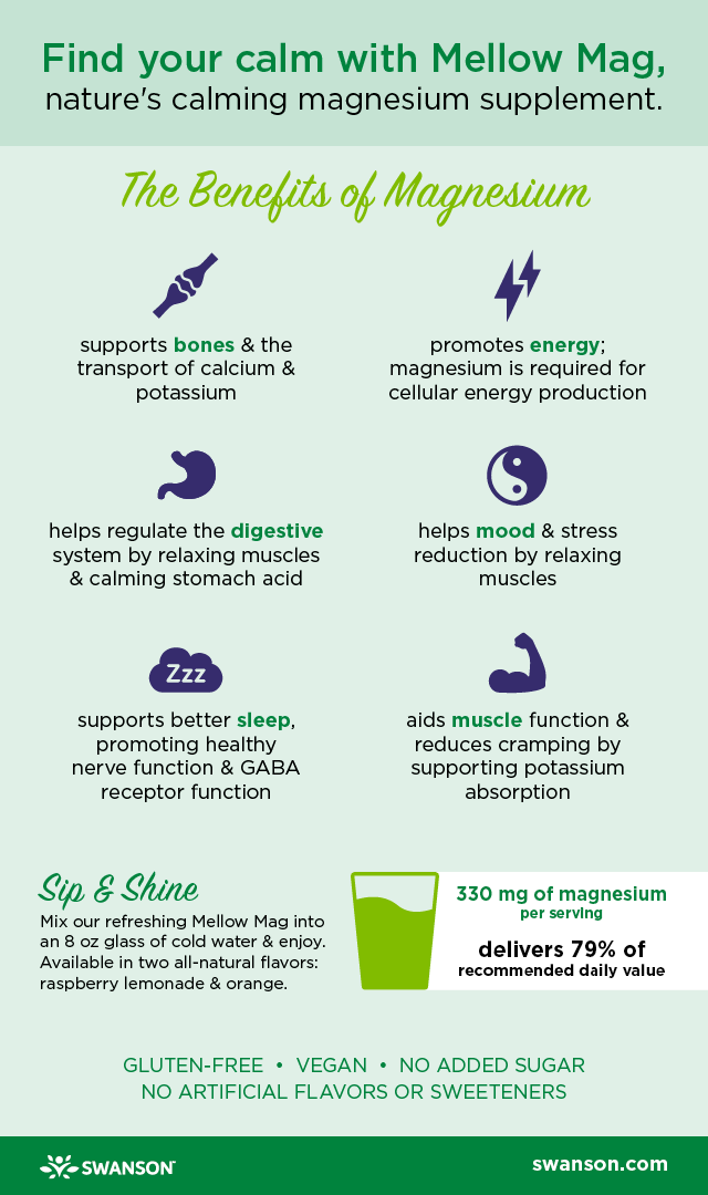 Benefits of Magnesium & Swanson's Mellow Magnesium Powder