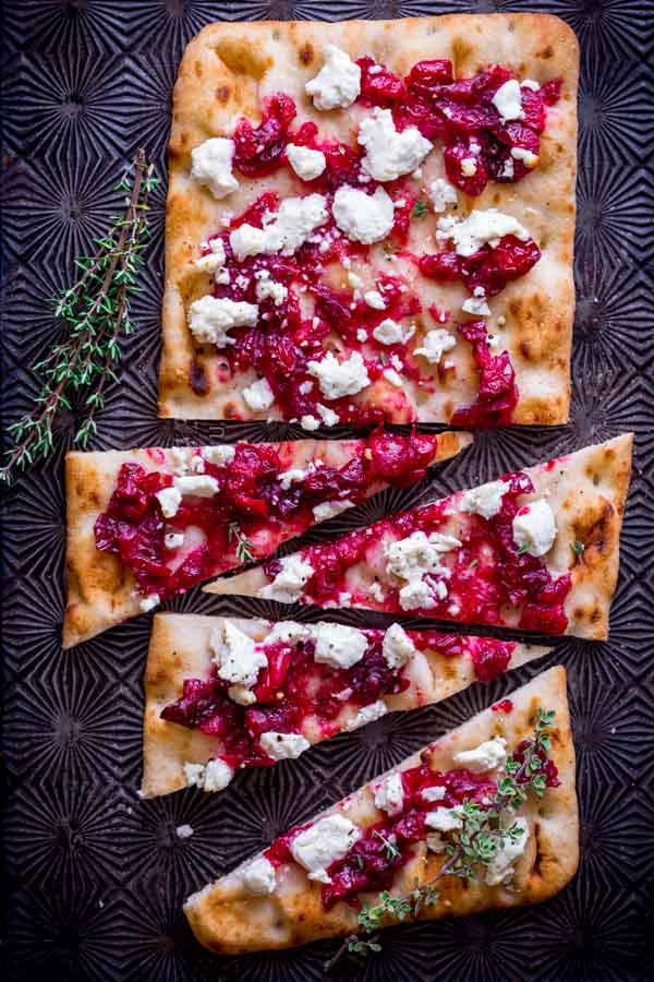 roasted cranberry and goat cheese flatbread