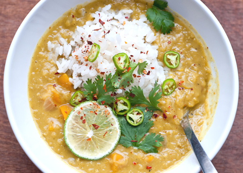 thai coconut lentil soup with lemongrass and ginger for healthy cleansing
