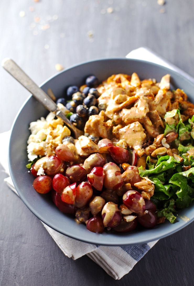 chicken grape salad with almond butter dressing