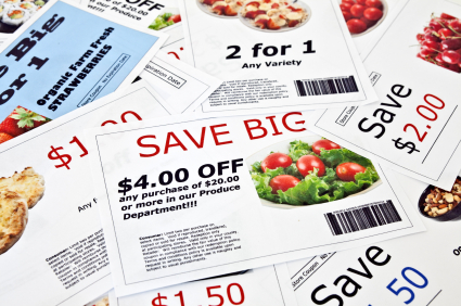 stack of grocery coupons