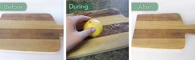lemon to clean a cutting board