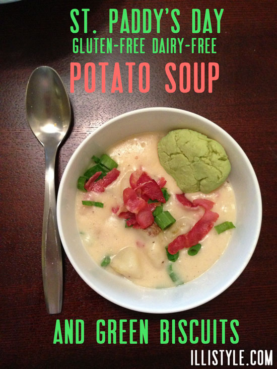 St. Paddy’s Day Potato Soup and Green Biscuits