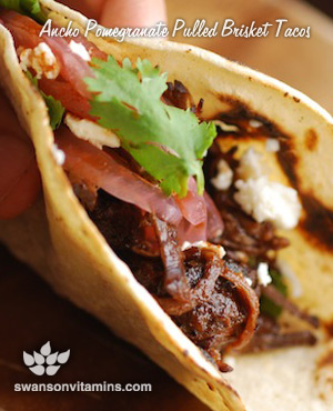 Ancho Pomegranate Pulled Brisket Tacos