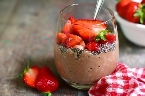 Chocolate Covered Strawberry Chia Seed Pudding